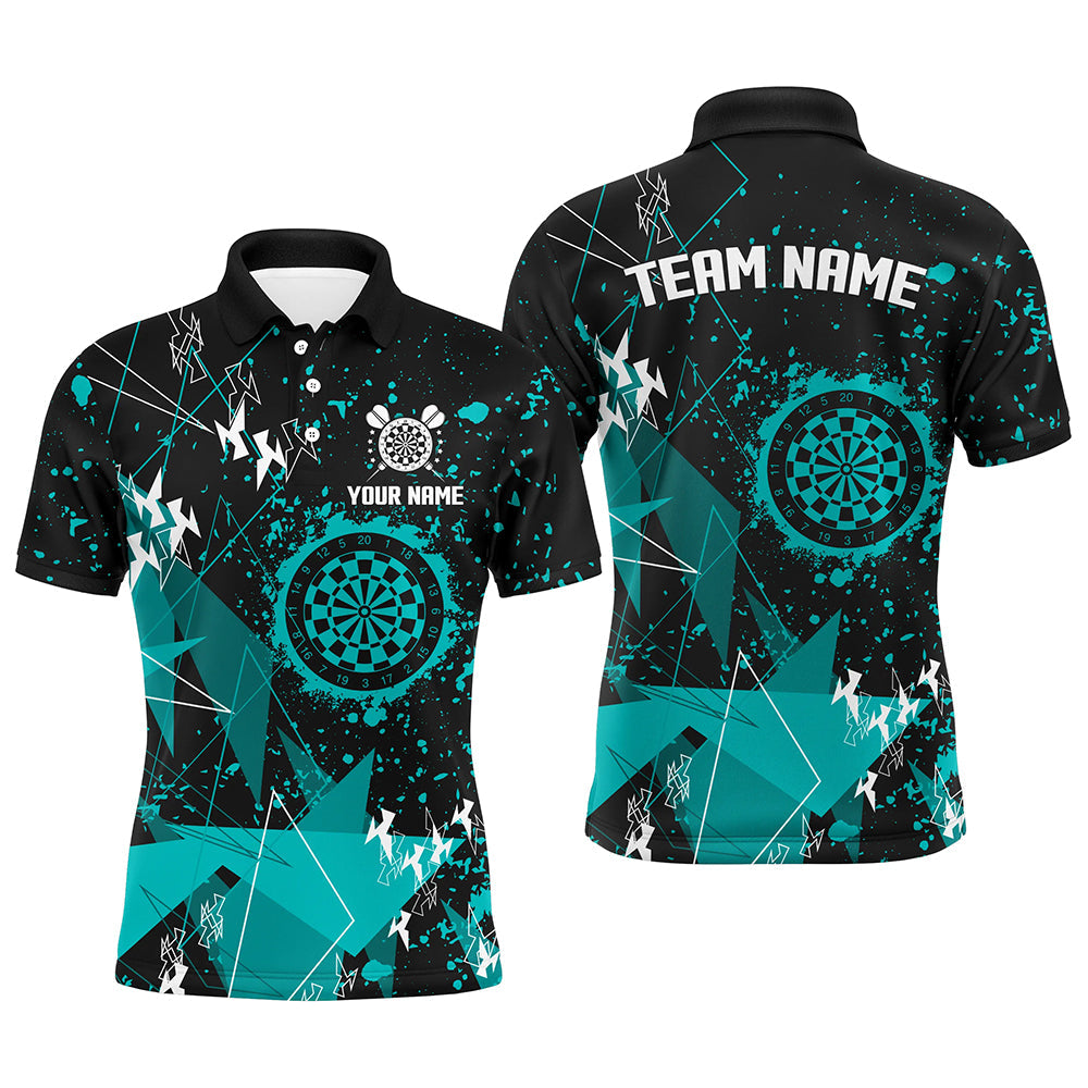 Individuelles türkisfarbenes Grunge-Dart-Poloshirt für Herren, Darttrikots TDM3297