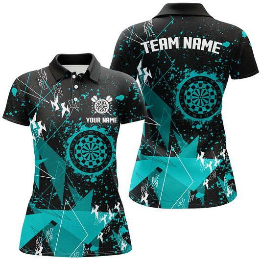 Individuelles Grunge Türkises Darts-Poloshirt für Damen, Dart-Trikots TDM3297