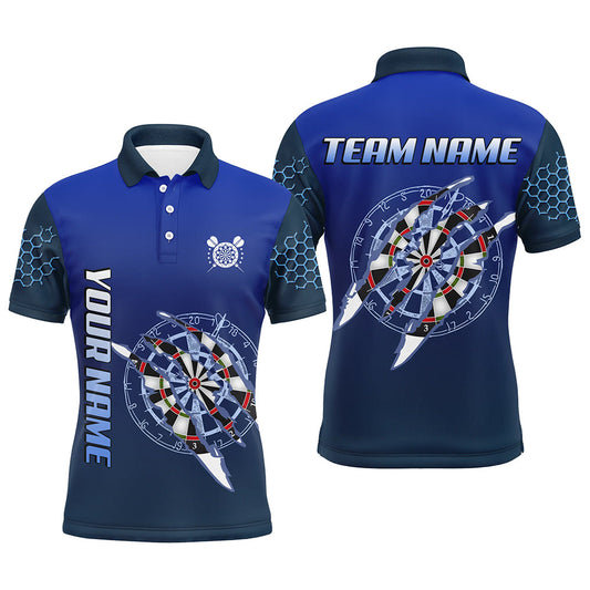 Blaues Dartturnier-Poloshirt für Herren, individuelles Dartshirt, Dart-Teamtrikots TDM3301