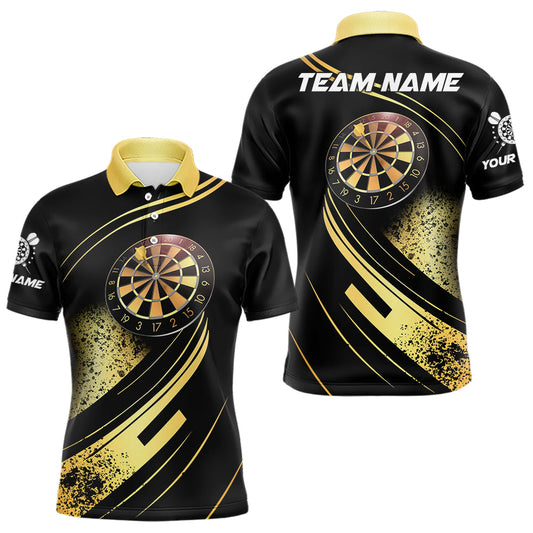 Individuelles gold-schwarz verlaufendes Dart-Poloshirt für Herren, Darttrikot TDM3642