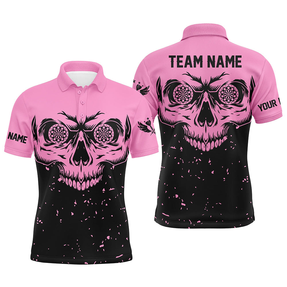 Individuelles Grunge Pinkes Schwarzes Skelett Herren Poloshirt, Dart Team Liga Trikot TDM1887