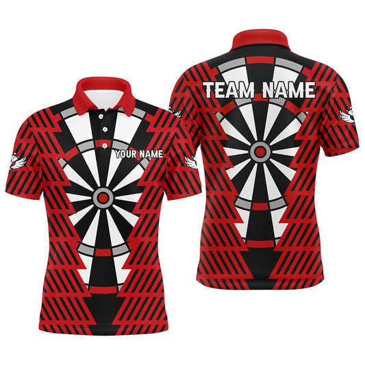 Auffälliges schwarz-rotes Dartboard-Dart-Poloshirt für Herren, Darttrikots TDM3312