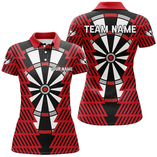 Auffälliges Schwarz-Rotes Dartbrett Individuelles Darts-Poloshirt für Damen, Dart-Trikots TDM3312