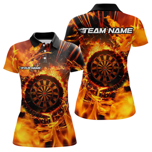 Individuelles Oranges Wirbelndes Feuer Flammen Dart Poloshirt Für Herren – Dart-Teamtrikot TDM3790