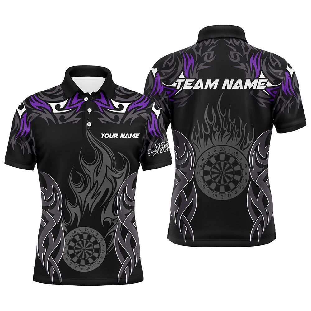 Individuelles Darts Turnier Lila Herren Poloshirt, Dartbrett Feuerflamme Darttrikot TDM2103