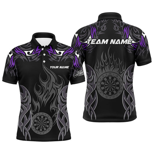 Individuelles Darts Turnier Lila Herren Poloshirt, Dartbrett Feuerflamme Darttrikot TDM2103
