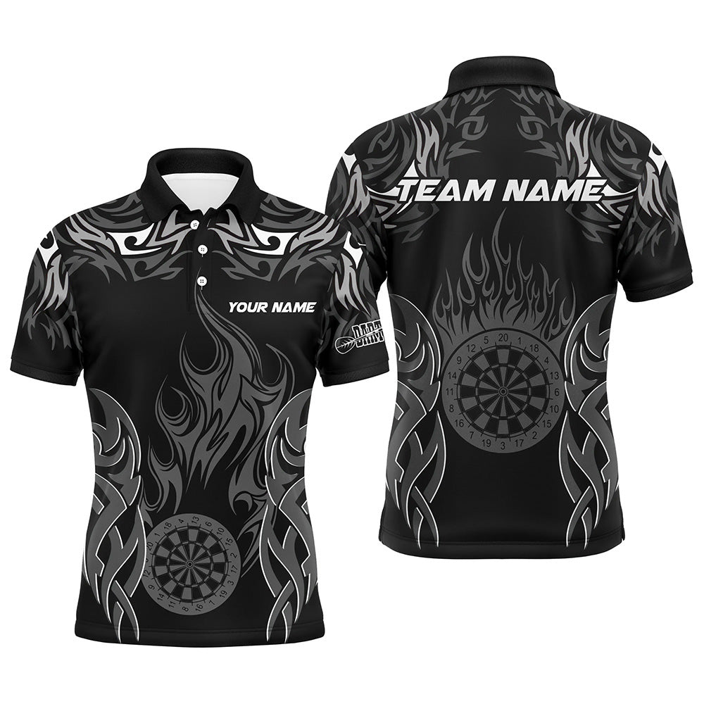 Personalisierte Darts Turniertrikot Für Herren, Dartboard Feuer Flamme Darts Teamshirts | Weiß TDM2334