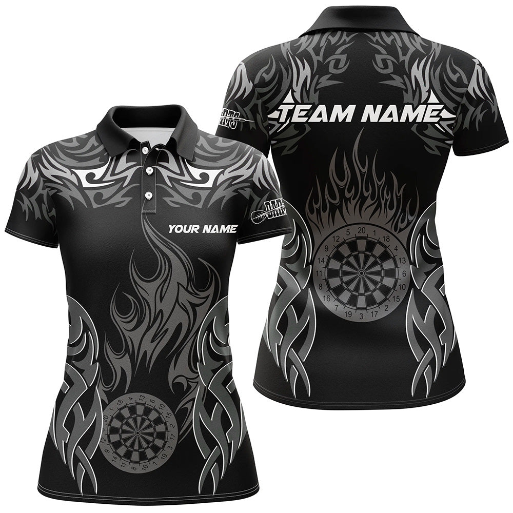 Weißes Feuer-Flamme-Dartboard-Turniershirt, Damen-Teamtrikot personalisiert TDM2334
