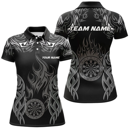 Weißes Feuer-Flamme-Dartboard-Turniershirt, Damen-Teamtrikot personalisiert TDM2334