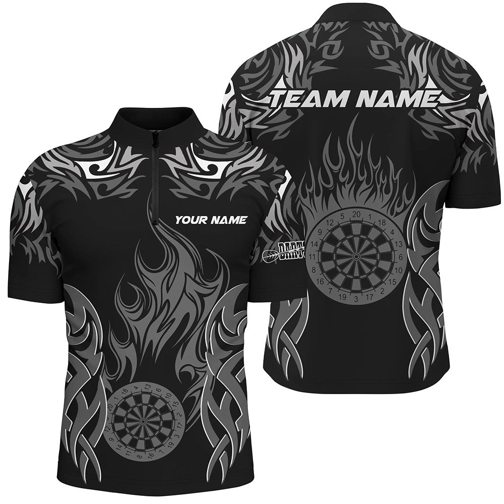 Personalisierte Darts Turniertrikot Für Herren, Dartboard Feuer Flamme Darts Teamshirts | Weiß TDM2334