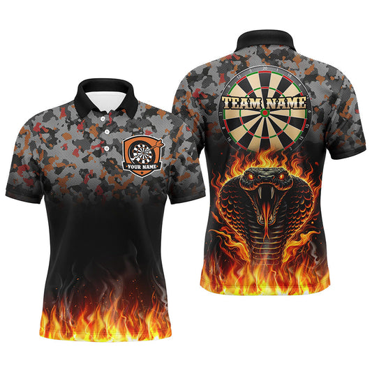 Individuelles Tarnmuster-Schlangen-Dart-Poloshirt für Herren, Feuerflammen-Darttrikot TDM3071