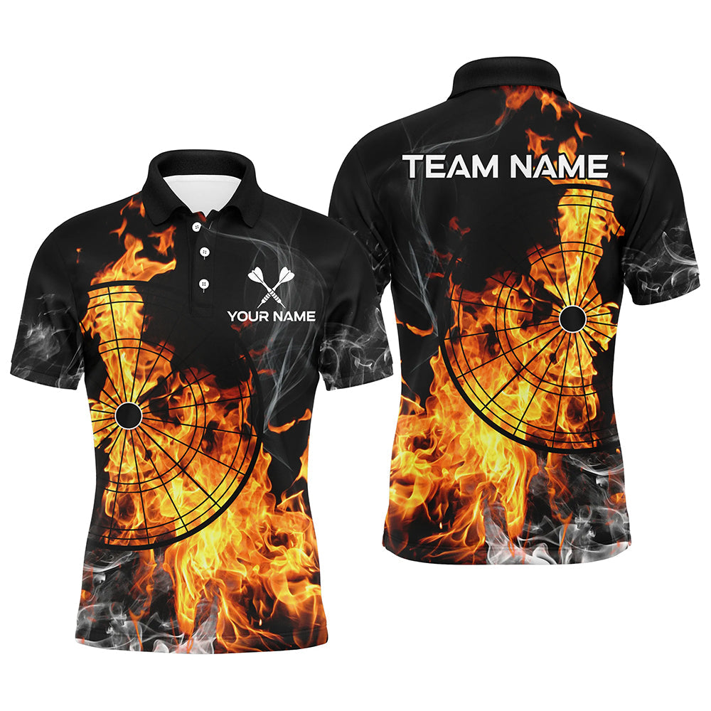 Individuelles Feuerflammen-Dart-Poloshirt für Herren, Rauch-Darttrikot einzigartiges Dart-Team-Shirt TDM3091