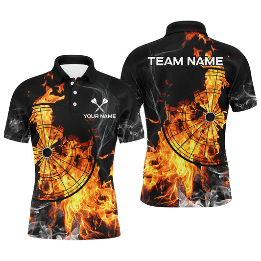 Individuelles Feuerflammen-Dart-Poloshirt für Herren, Rauch-Darttrikot einzigartiges Dart-Team-Shirt TDM3091