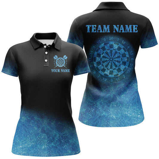 Meerblaues Verlauf Darts-Poloshirt für Damen, Individuelles Dart-Trikot TDM3327