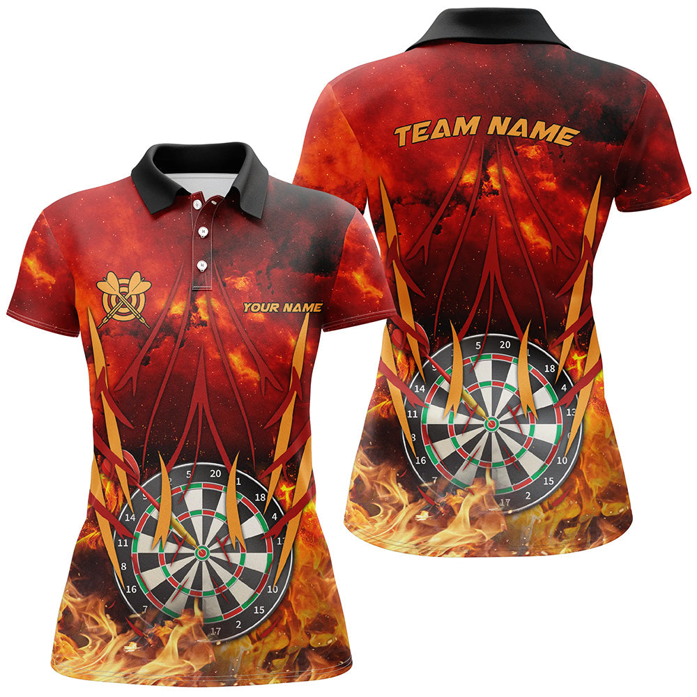 Individuelles Dartbrett In Flammen Herren Poloshirt, Flammen Dart Shirts Für Spieler TDM1338