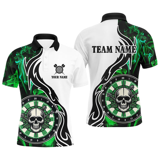 Individuelles Grünes Dartboard Rauch Dart Poloshirt für Herren, Skull Dart Team Trikot TDM1703