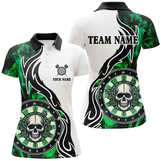 Individuelles Grünes Dartboard Rauch Dart Poloshirt für Herren, Skull Dart Team Trikot TDM1703