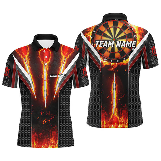 Individuelles Dartbrett Brennendes Feuer Dart Poloshirt Für Herren, Dart Team Liga Trikot TDM1540