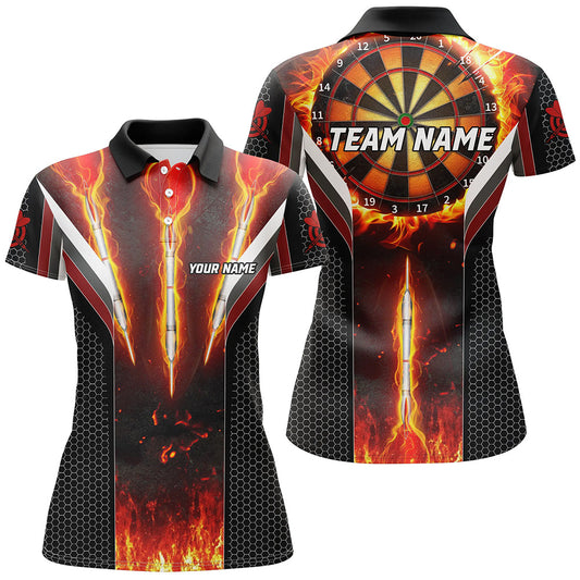 Individuelles Dartbrett Brennendes Feuer Dart Poloshirt Für Herren, Dart Team Liga Trikot TDM1540