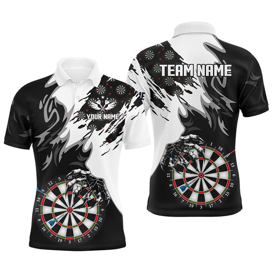Individuelles Schwarz Weiß Dartbrett Krallen Dart Poloshirt Für Herren, Dart Teamtrikot TDM1550