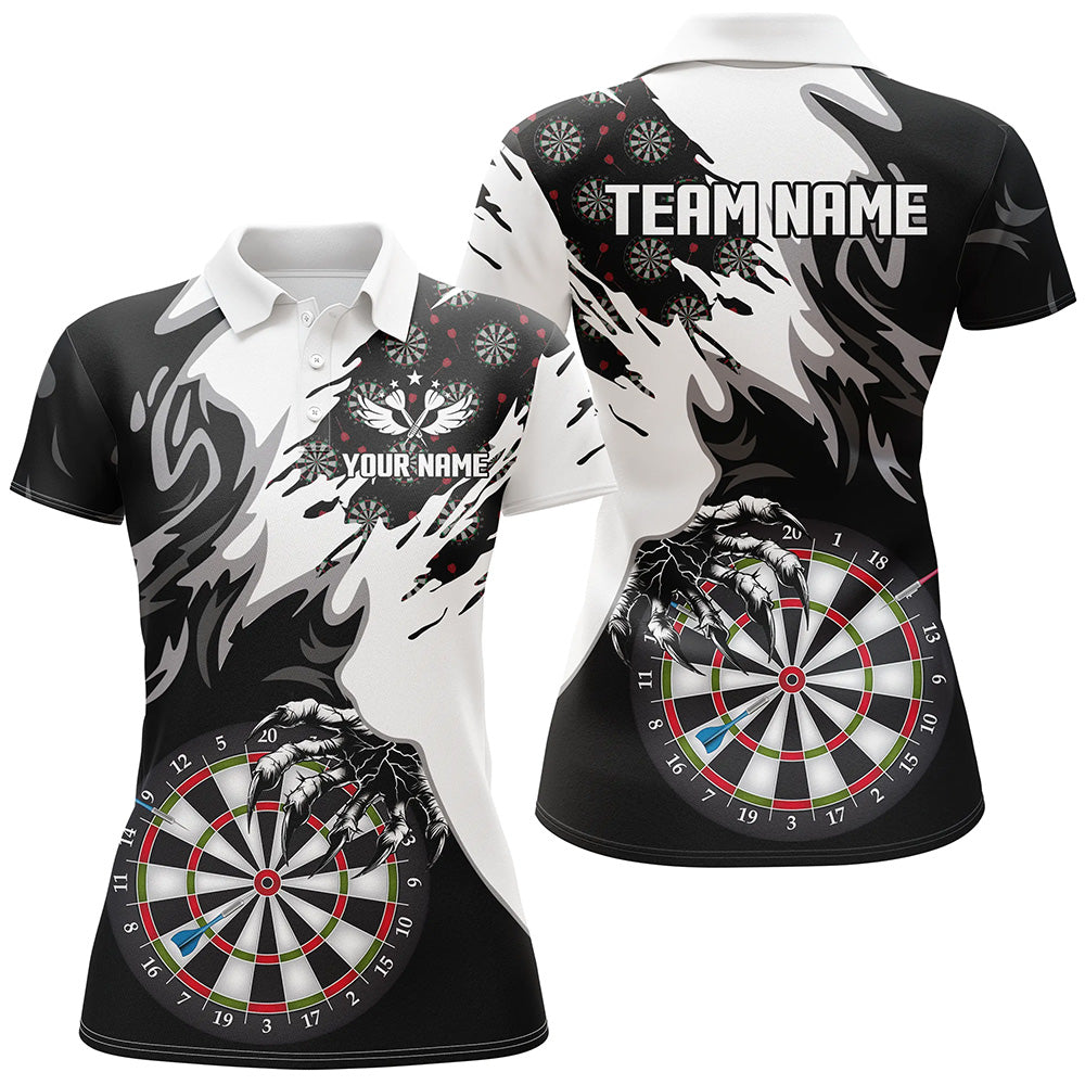 Individuelles Schwarz Weiß Dartbrett Krallen Dart Poloshirt Für Herren, Dart Teamtrikot TDM1550
