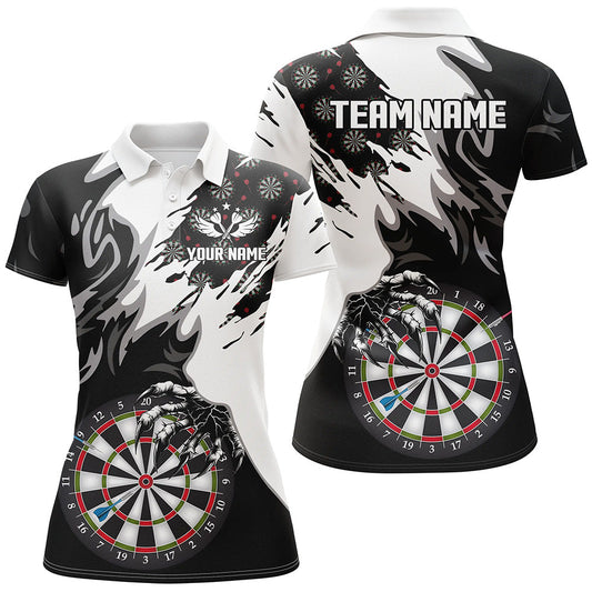 Individuelles Schwarz Weiß Dartbrett Krallen Dart Poloshirt Für Herren, Dart Teamtrikot TDM1550