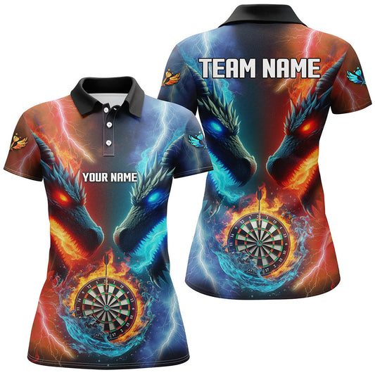 Individuelles Dartbrett Wasser Feuer Drache Dart Poloshirt Für Herren, Dart-Teamtrikot TDM2397