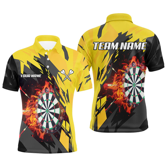 Individuelles Dartbrett Feuerflamme Dart Herren Poloshirt, Gelbes Dart Teamtrikot TDM1729