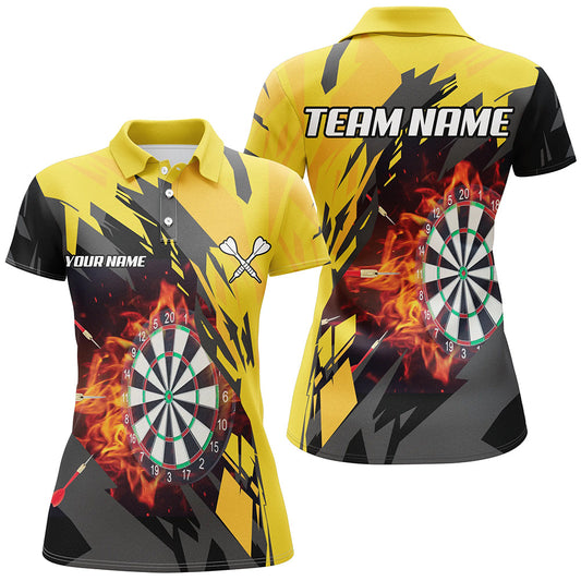 Individuelles Dartbrett Feuerflamme Dart Herren Poloshirt, Gelbes Dart Teamtrikot TDM1729