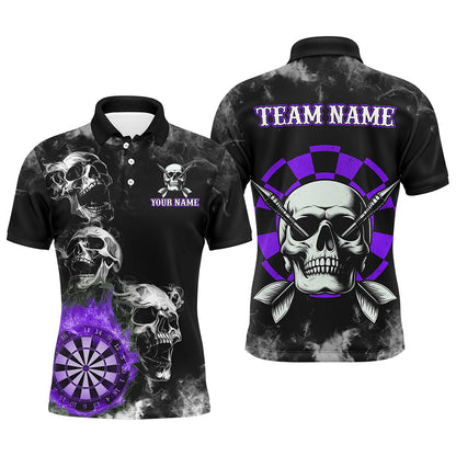 Lila Darts Rauch Schädel Herren Dartshirt Maßgeschneidertes Dartboard Feuer Flamme Dart Teamtrikot TDM3135