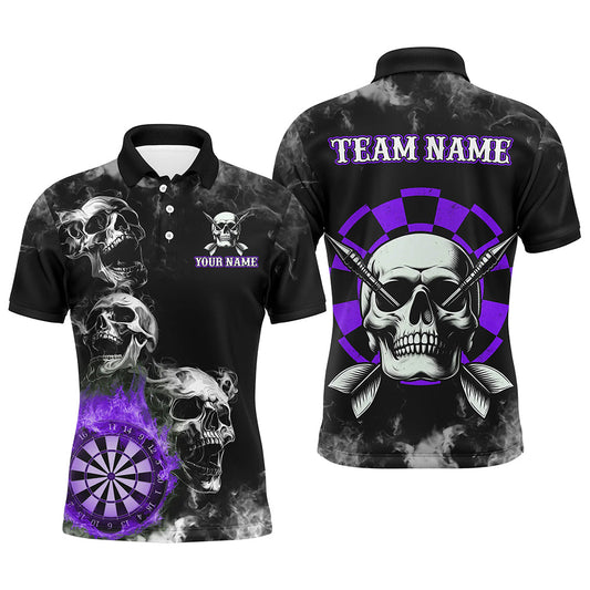 Lila Darts Rauch Schädel Herren Dartshirt Maßgeschneidertes Dartboard Feuer Flamme Dart Teamtrikot TDM3135