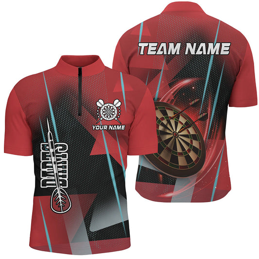 Rotes Dart Herren Shirt mit Viertelreißverschluss, Dart Team Outfit TDM1958