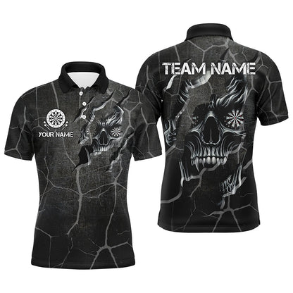 Personalisierte Schädel Schwarz-Grunge Darts Polo & Zip-Shirts – Herren Teamtrikots TDM2430