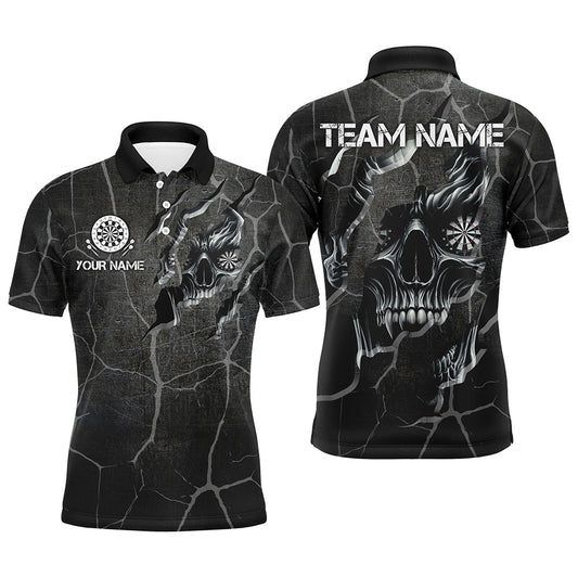 Personalisierte Schädel Schwarz-Grunge Darts Polo & Zip-Shirts – Herren Teamtrikots TDM2430