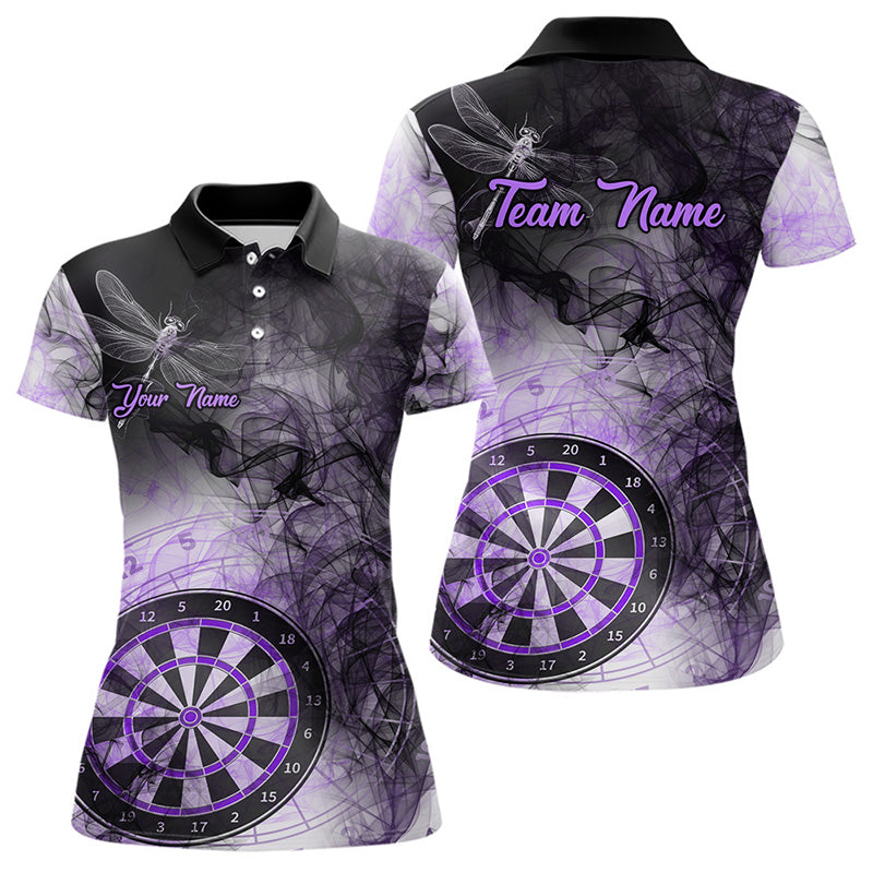 Individuelles Schwarz-Lilanes Rauch-Dart-Poloshirt für Damen – Dart Trikot TDM3837