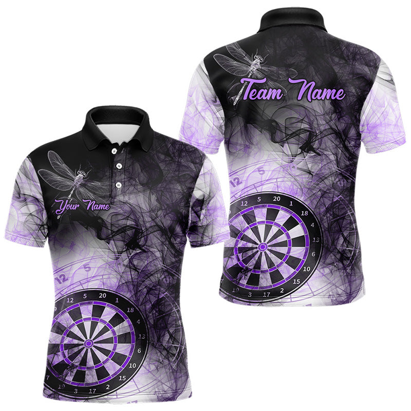 Individuelles schwarzes und lilafarbenes Rauch-Dart-Poloshirt für Herren – Darttrikot TDM3837