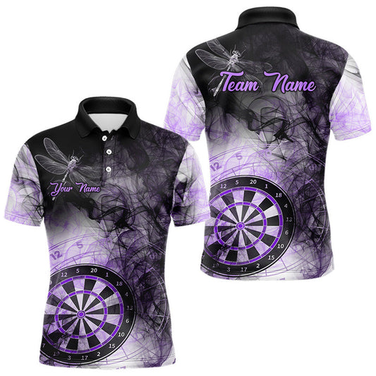 Individuelles schwarzes und lilafarbenes Rauch-Dart-Poloshirt für Herren – Darttrikot TDM3837