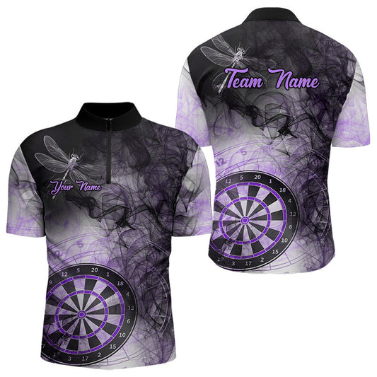 Individuelles Schwarz und Lila Rauch Dart Viertelreißverschluss Herren Shirt – Dart Trikot TDM3837