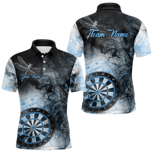 Individuelles schwarzes und blaues Rauch-Dart-Poloshirt für Herren – Darttrikot TDM3838