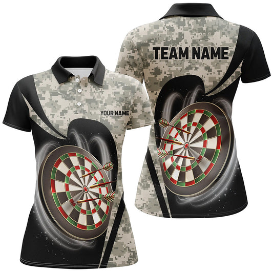 Individuelles Camouflage Dart Poloshirt für Damen, Camouflage Dart Trikot Team Outfit TDM2929