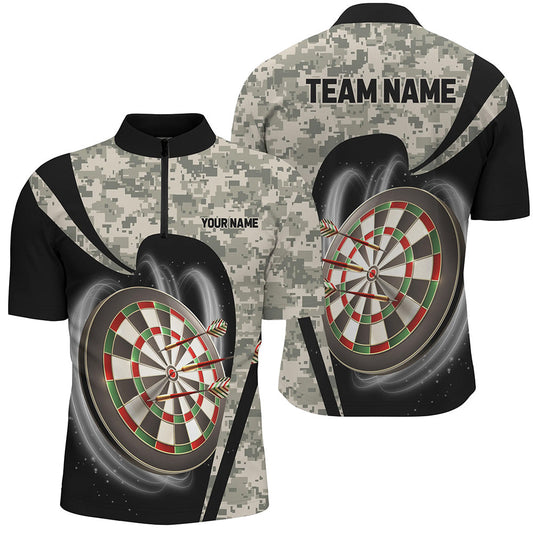 Individuelles Camo Dart Herren Shirt mit Viertelreißverschluss, Camouflage Dart Trikot Team Outfit TDM2929