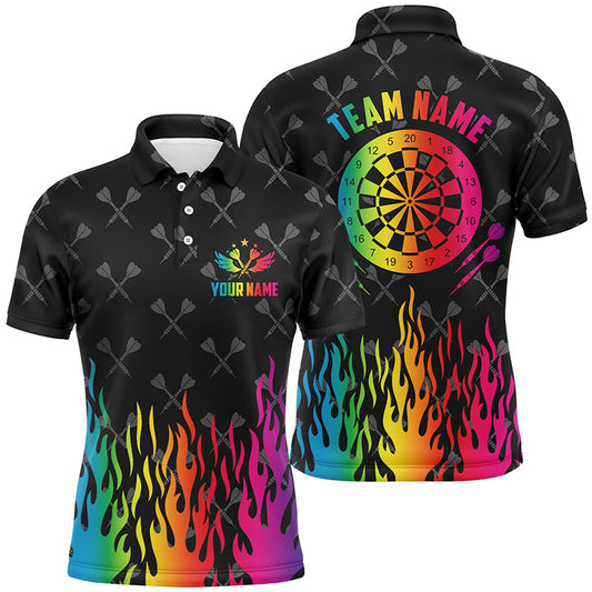 Individuelles Buntes Dartbrett Feuerflamme Dart Poloshirt Für Herren, Dart Teamtrikot TDM1393