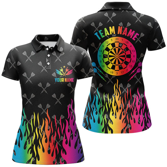 Individuelles Buntes Dartbrett Feuerflamme Dart Poloshirt Für Herren, Dart Teamtrikot TDM1393