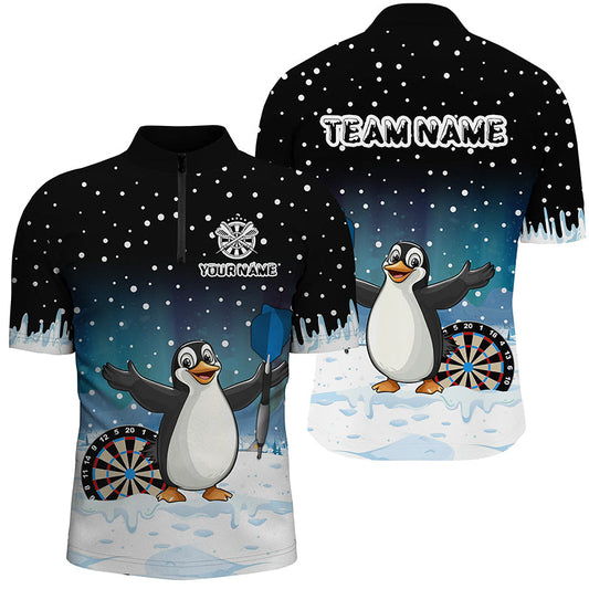 Individuelles Lustiges Schnee Winter Dart Herren Shirt mit Viertelreißverschluss, Weihnachts Dart Trikot Geschenk TDM2685