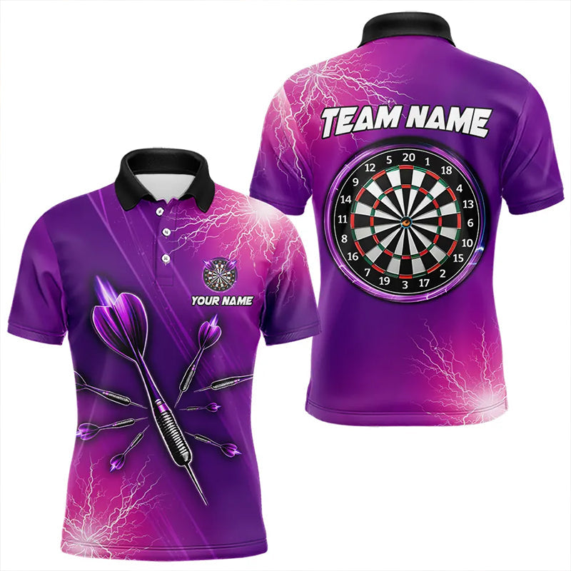 Individuelles lila Donnerblitz-Licht-Dart-Poloshirt für Herren, Darttrikot TDM3391