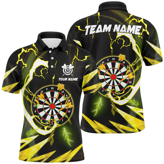 Individuelles Gelbes Dartboard Donner Blitz Herren Poloshirt, Dart Team Trikot TDM1204