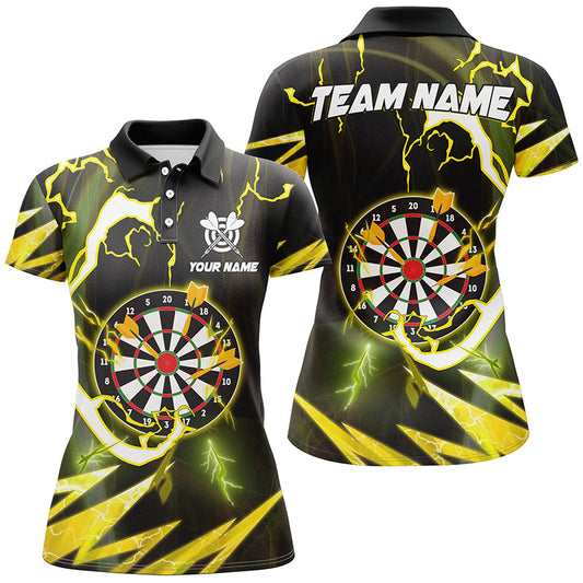 Individuelles Gelbes Dartboard Donner Blitz Herren Poloshirt, Dart Team Trikot TDM1204