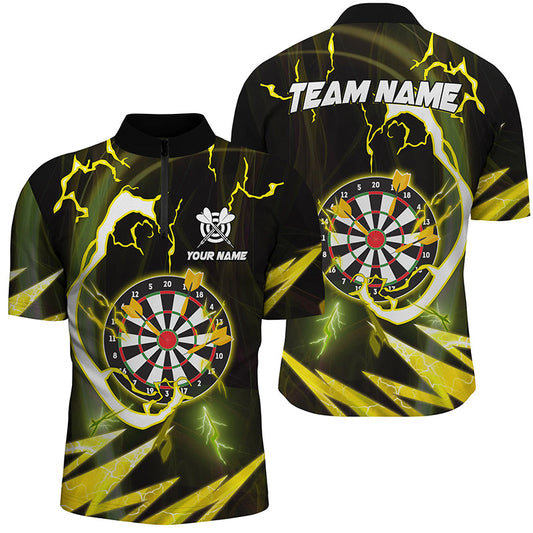 Individuelles Gelbes Dartboard Donner-Blitz Herren Shirt mit Viertelreißverschluss TDM1204