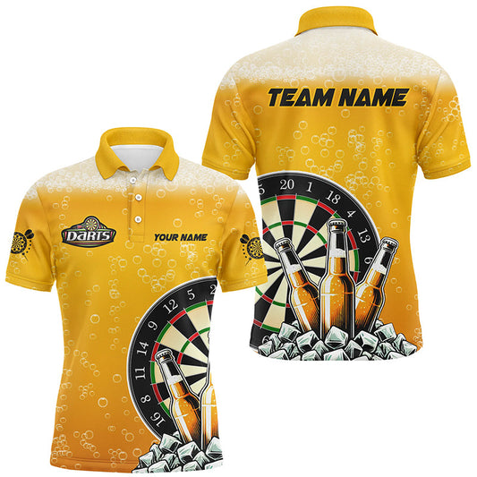 Individuelles Gelbes Dartbrett und Bier Dart Herren Poloshirt, Trink Dart Shirt TDM1982