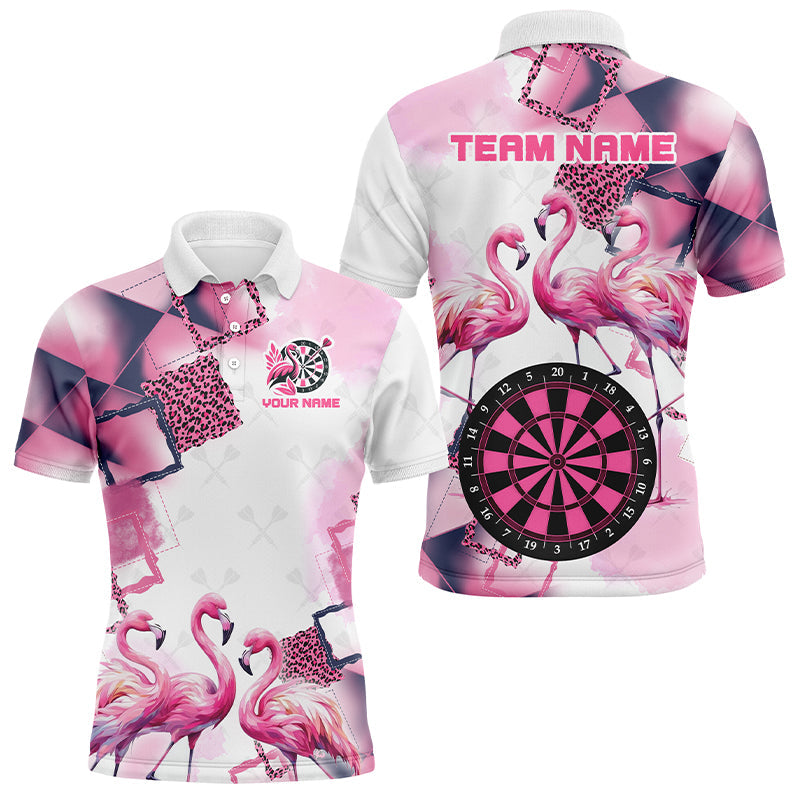 Individuelles Pinkes Argyle Flamingo Herren Poloshirt, Einzigartiges Darttrikot Geschenk Bekleidung TDM2186